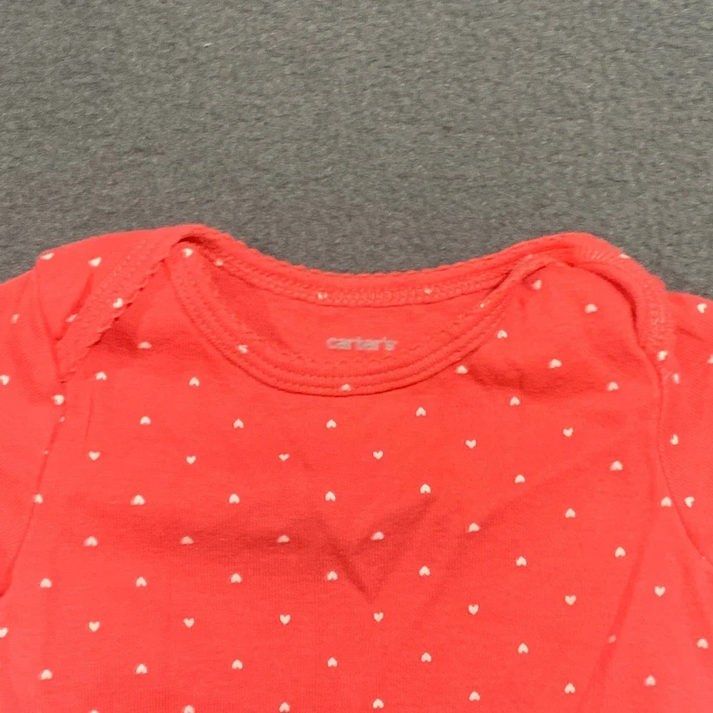 Carters Baby Girl 6 Months Bodysuit Lot‎ 3pk Navy Pink Striped Heart Cupcake